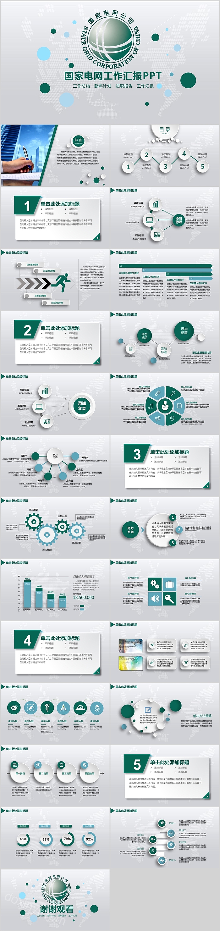 简约清新国家电网工作汇报PPT模板