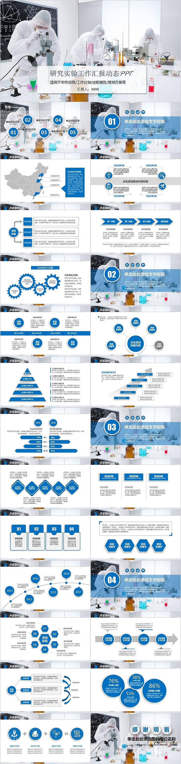 研究实验工作汇报动态PPT模板