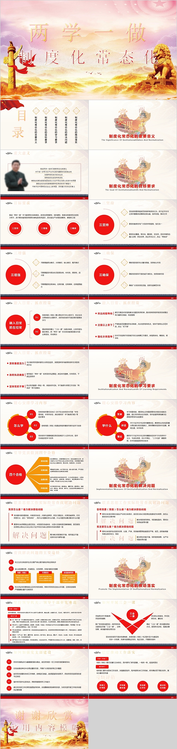 两学一做制度化常态化专题党课PPT模板