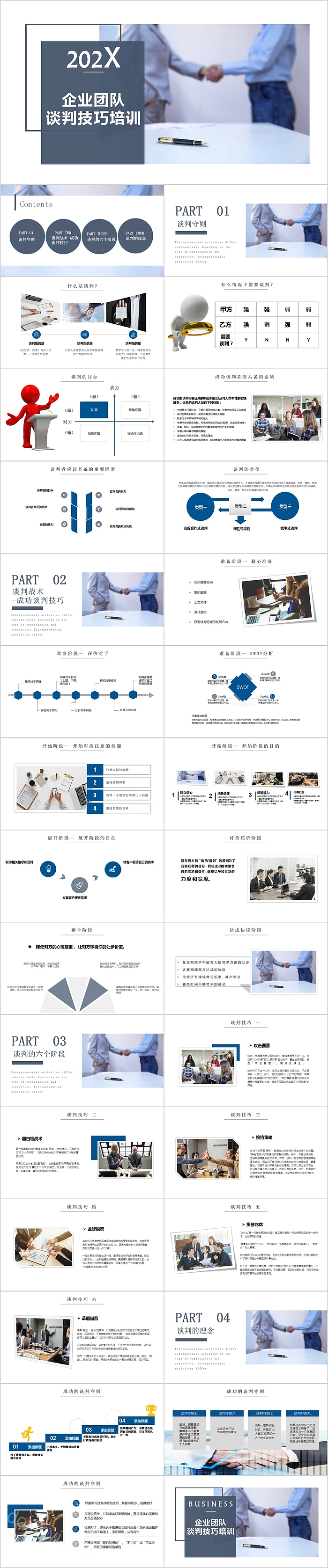 简约商务企业团队谈判技巧培训PPT