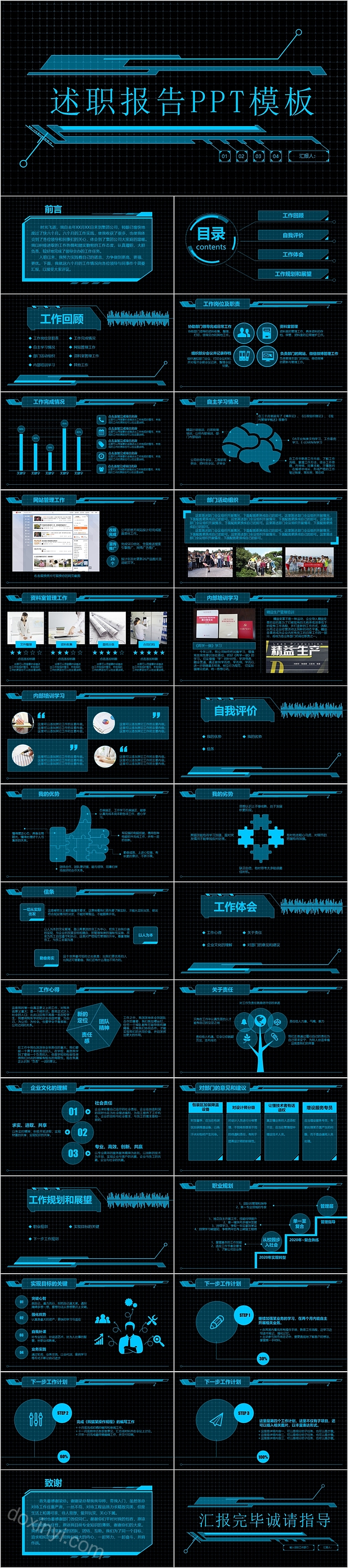 黑科技风述职报告汇报PPT模板