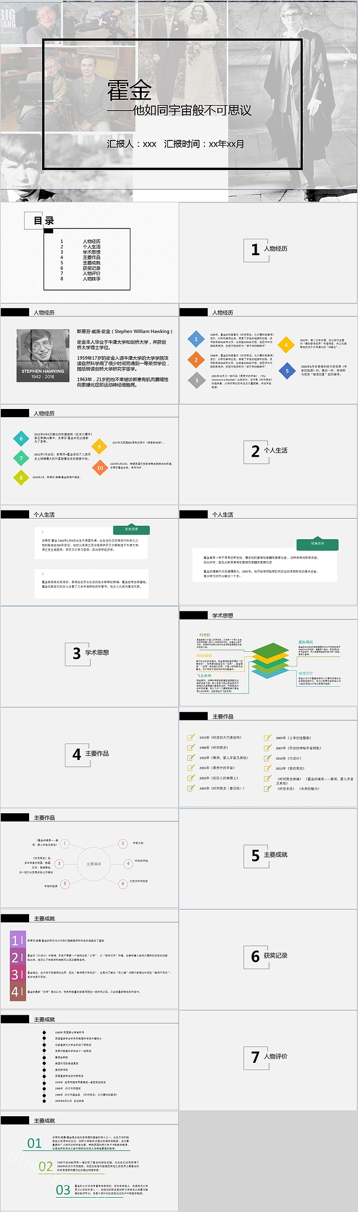 科学奇才物理学家霍金PPT模板