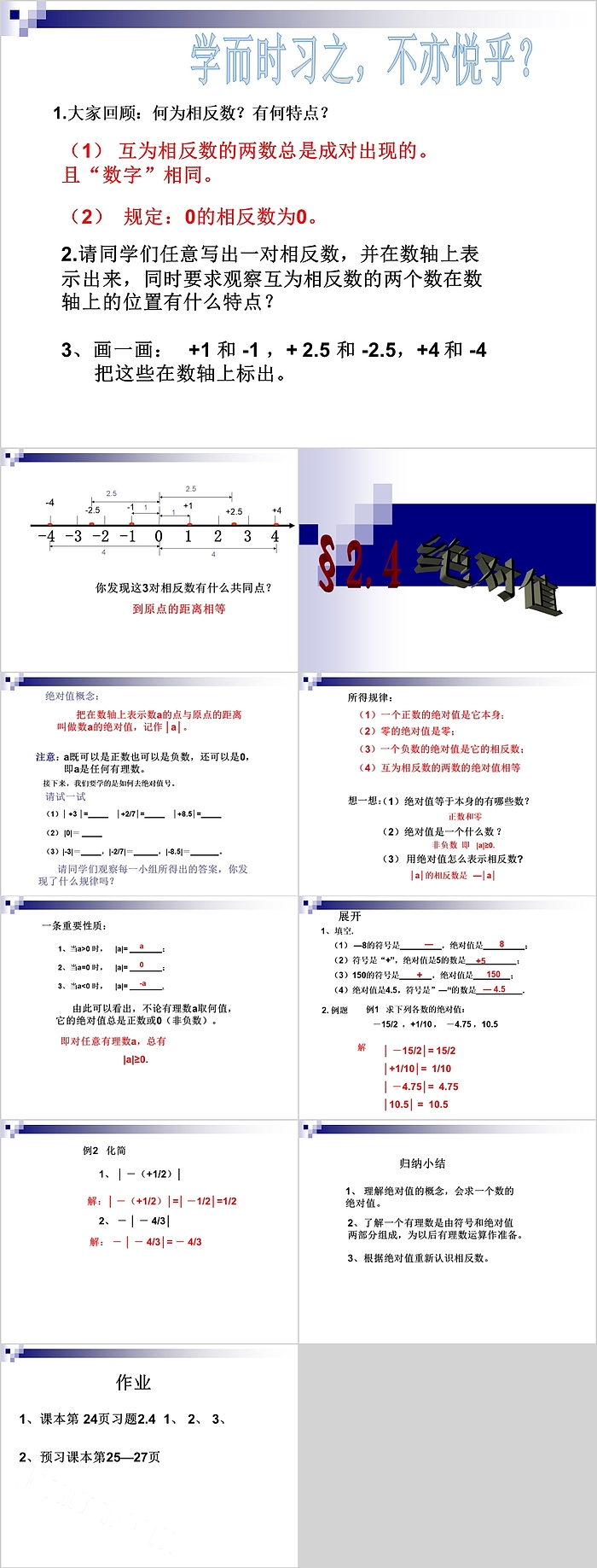 精品七年级数学相反数PPT课件