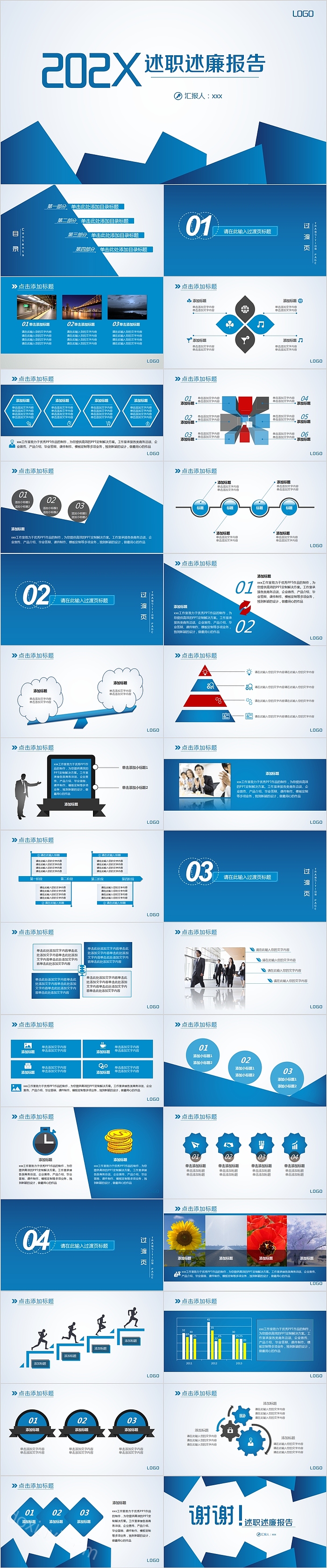 简约清新述职述廉报告PPT