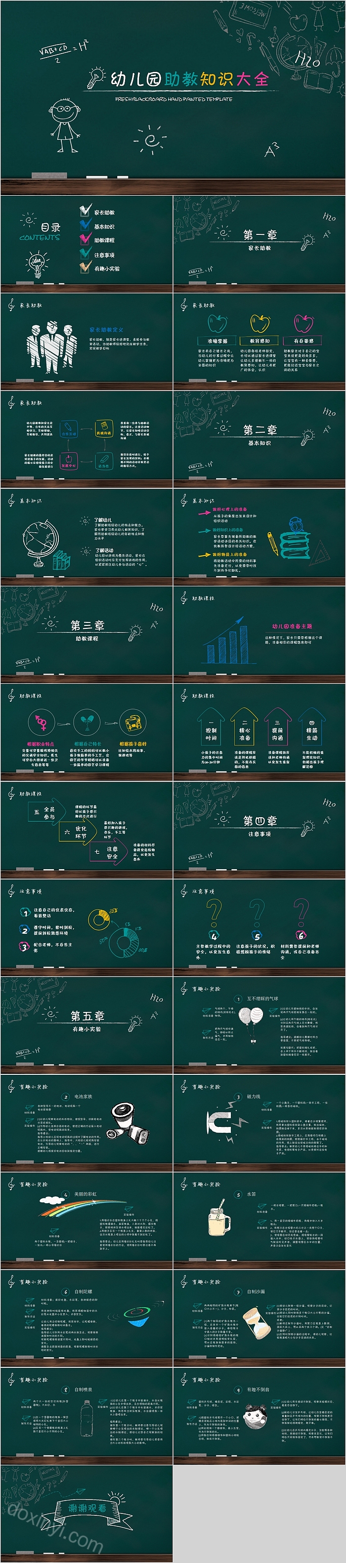 简约黑板风幼儿园助教知识大全PPT