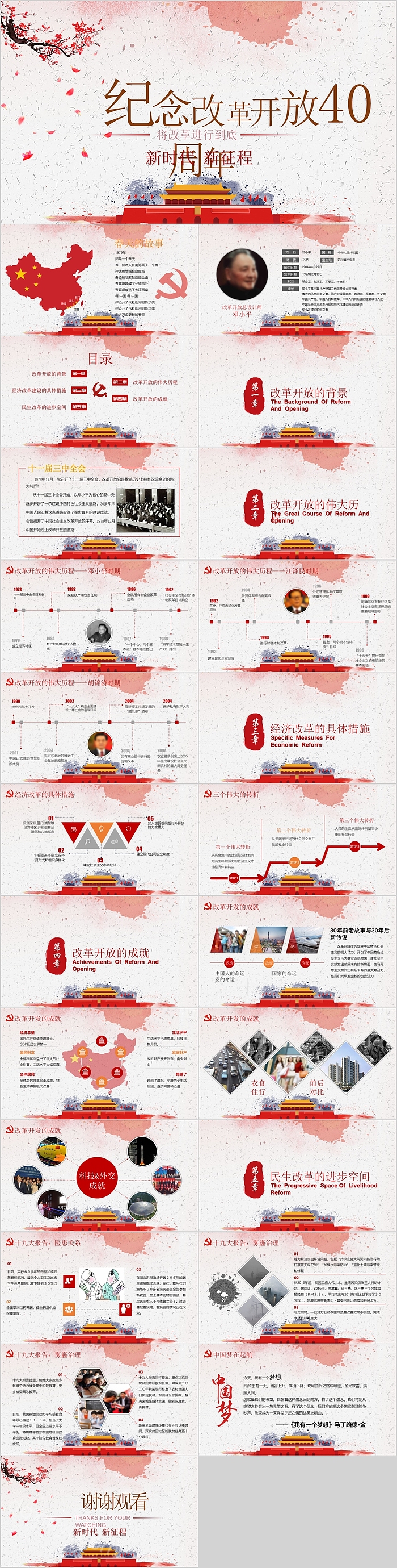 古风纪念改革开放将改革进行到底党课PPT