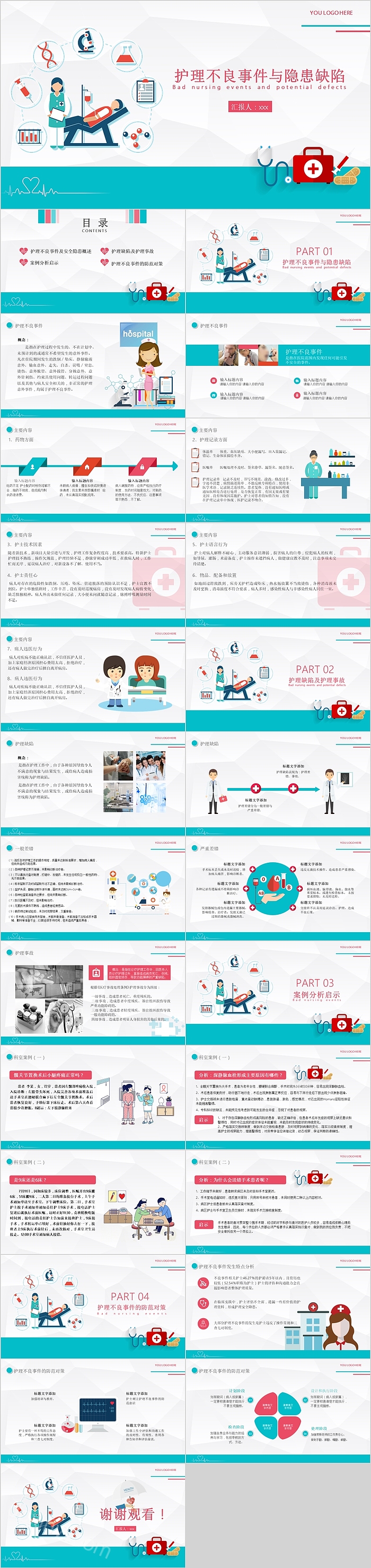 简约护理不良事件与隐患缺陷PPT模板