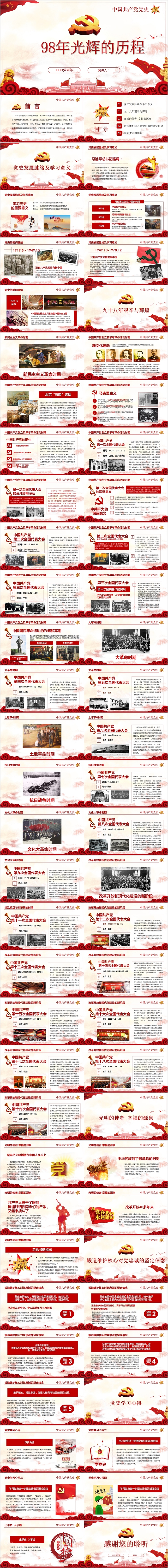 中国共产党党史99年党的光辉历程PPT模板