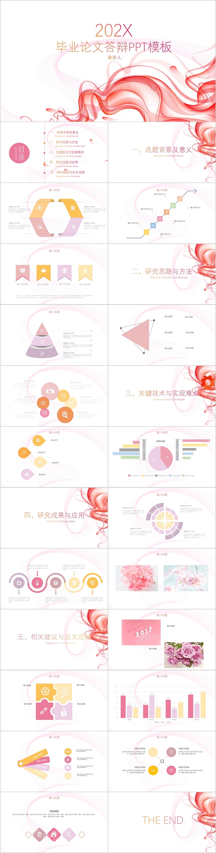 粉色毕业论文答辩模板通用