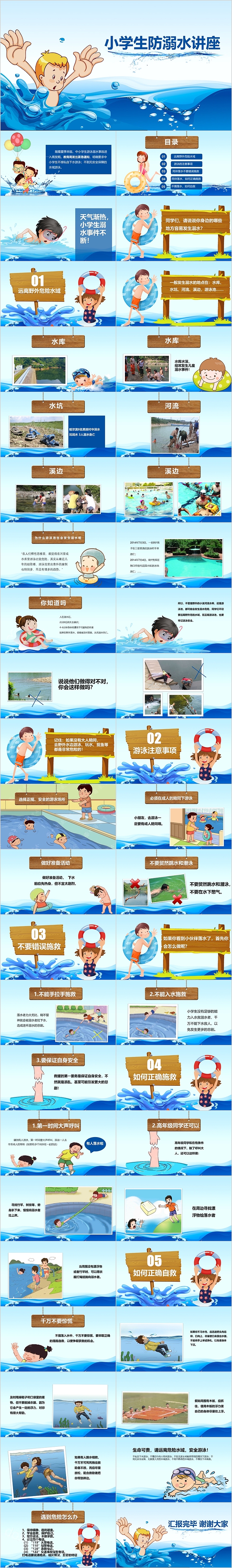 可爱卡通小学生防溺水讲座