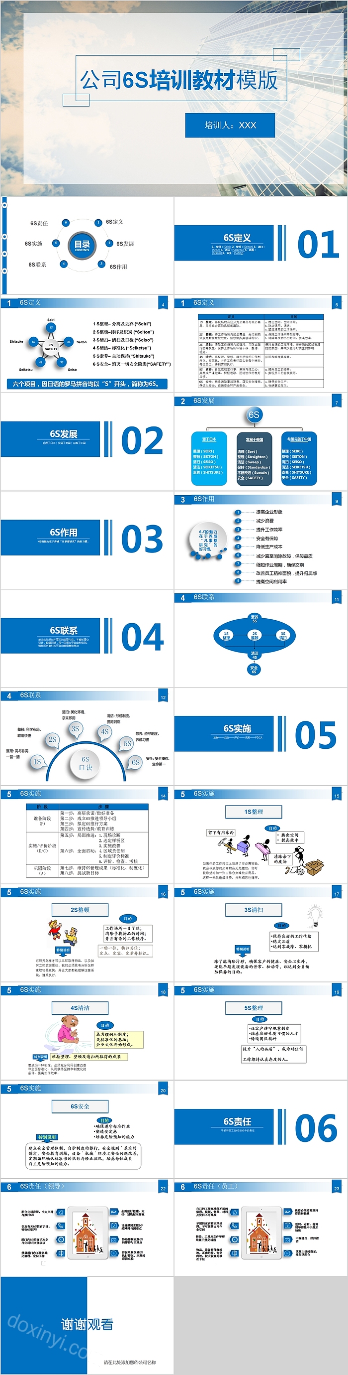 简约商务公司6S培训教材PPT模版