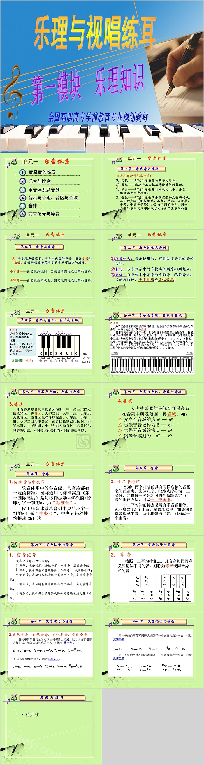 乐理与视唱练耳乐理知识PPT模板