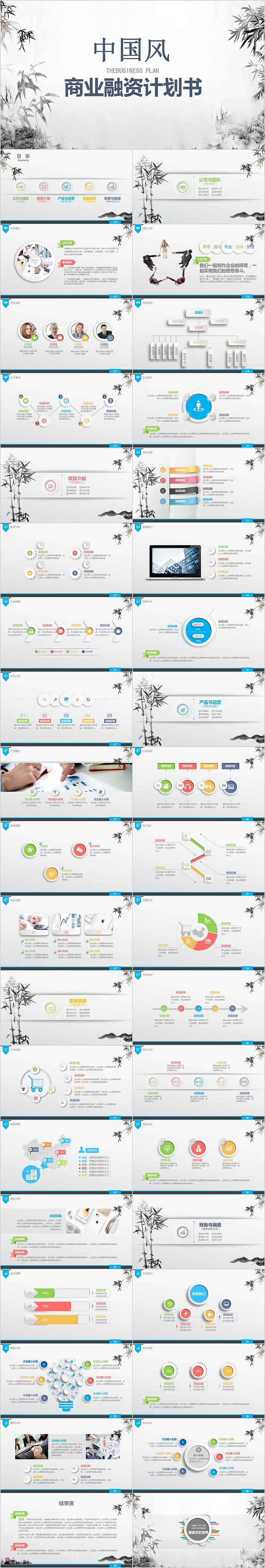 中国风商业融资计划书PPT模板