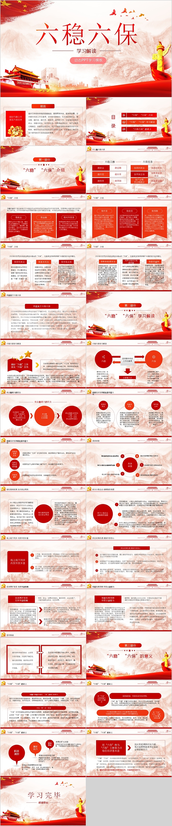 六保六稳学习解读动态PPT模板