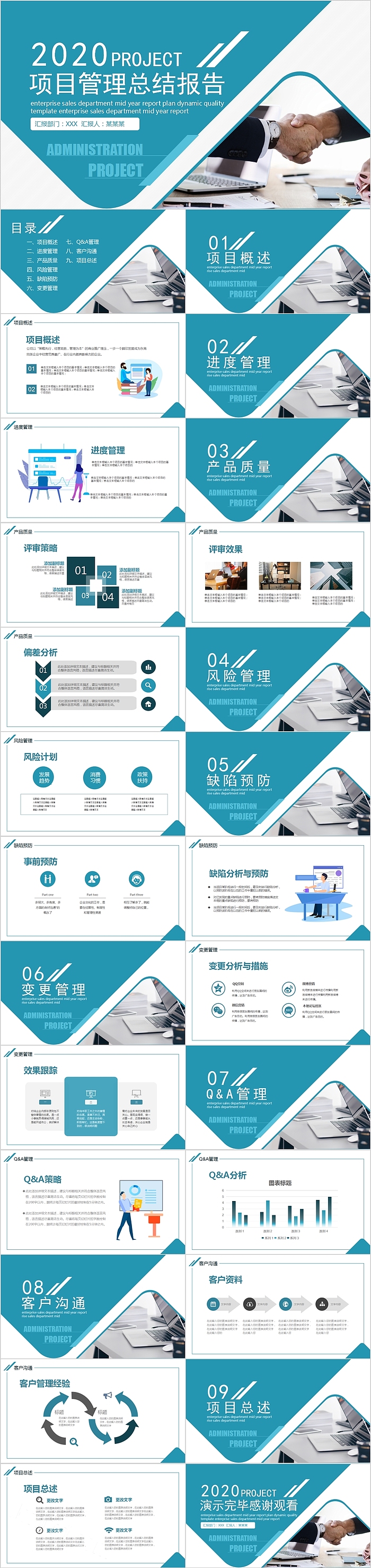 简约清新项目管理总结报告PPT