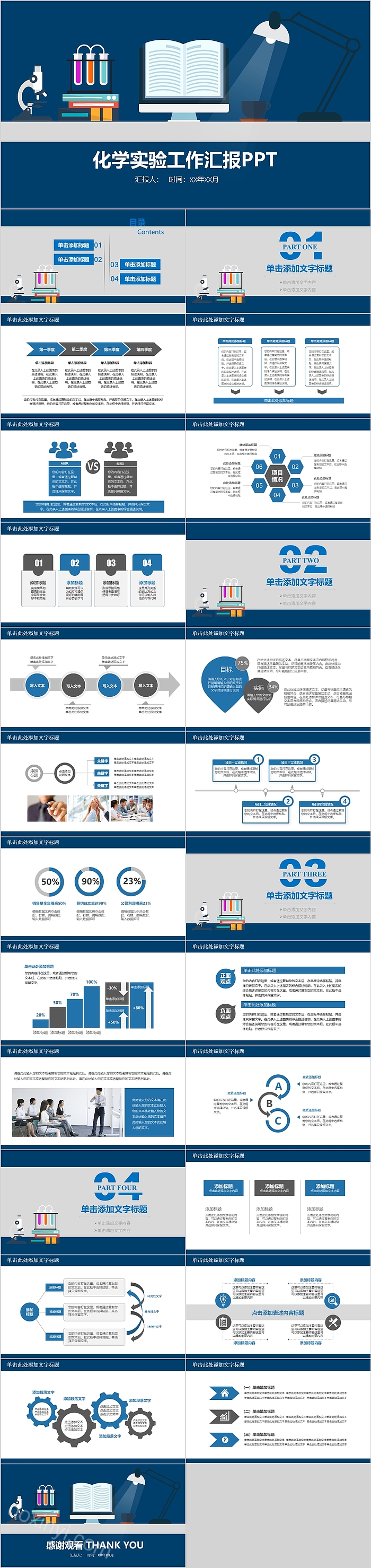 蓝色创意化学实验工作汇报PPT