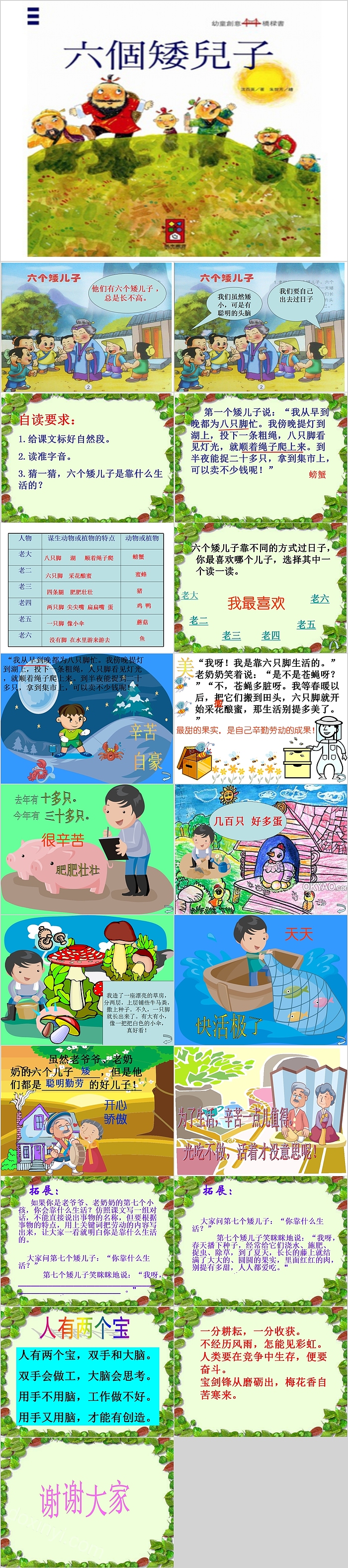 六个矮儿子幼儿园绘本教育课件