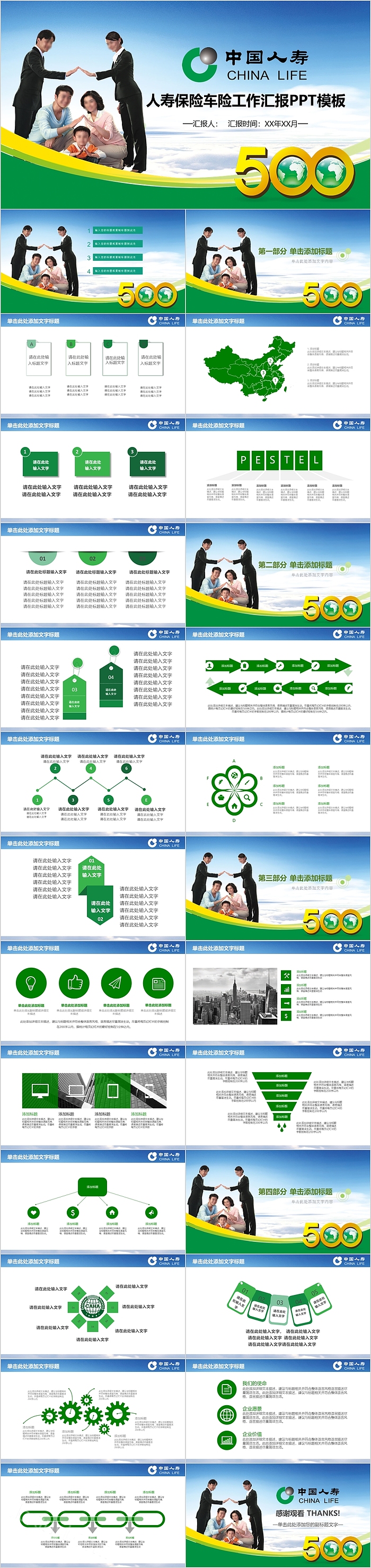 中国人寿保险车险工作汇报PPT模板