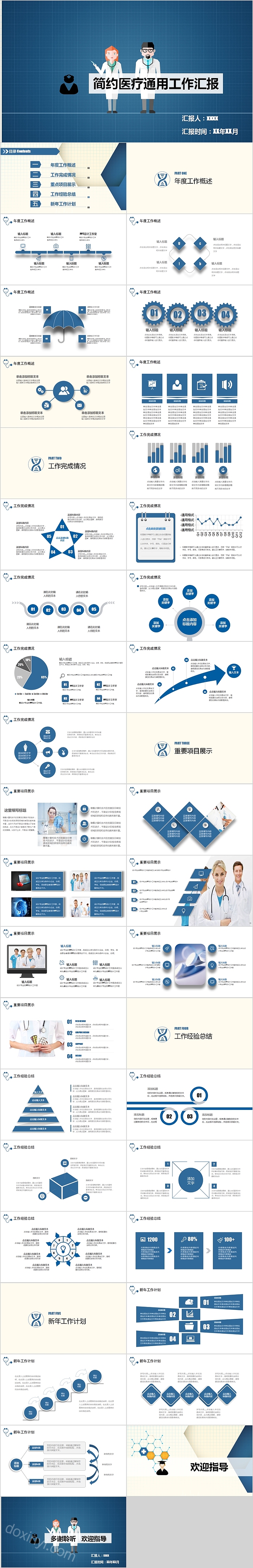 简约医疗通用工作汇报PPT模板