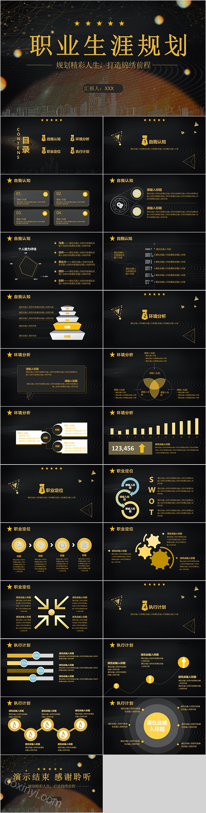 高端黑金大气职业生涯规划PPT模板