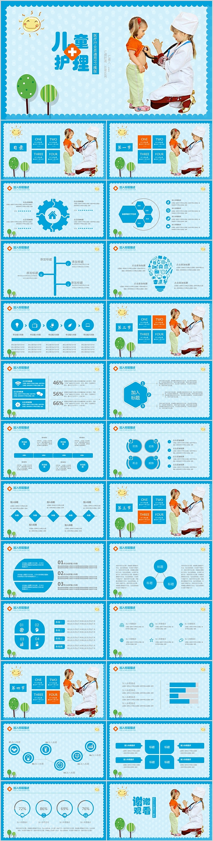 医疗行业儿童护理通用PPT模板