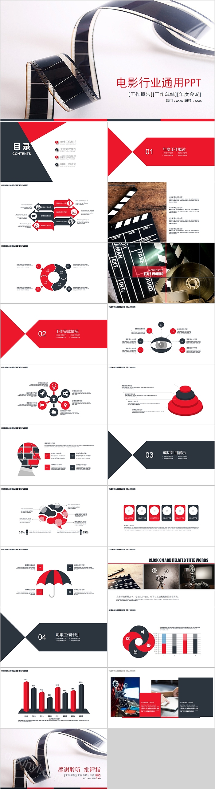 影视行业总结汇报通用PPT模板