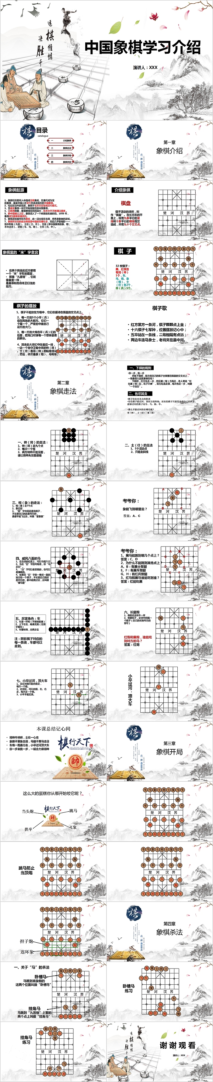 中国文化民间艺术棋牌文化中国象棋学习介绍PPT模板