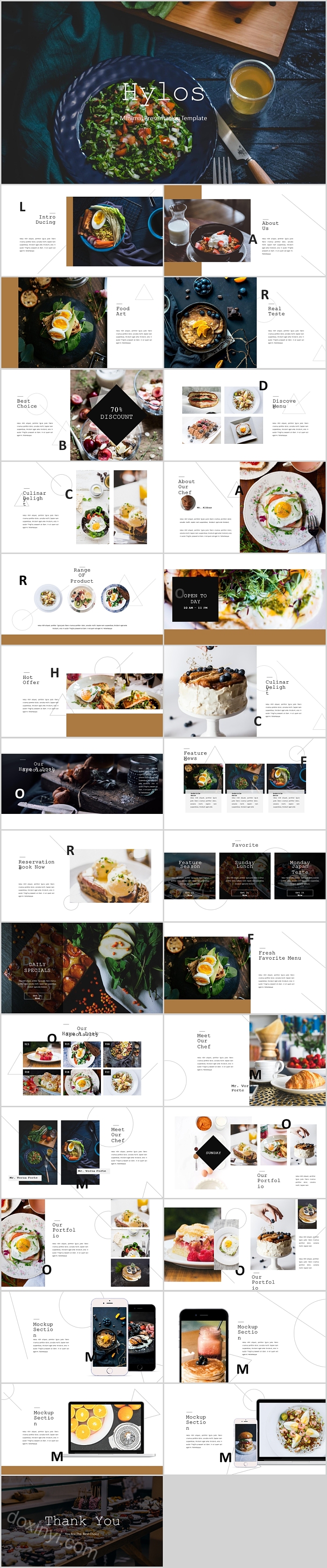 精品韩国美食食物比萨西高档餐饮餐厅介绍动态创意清新PPT模板