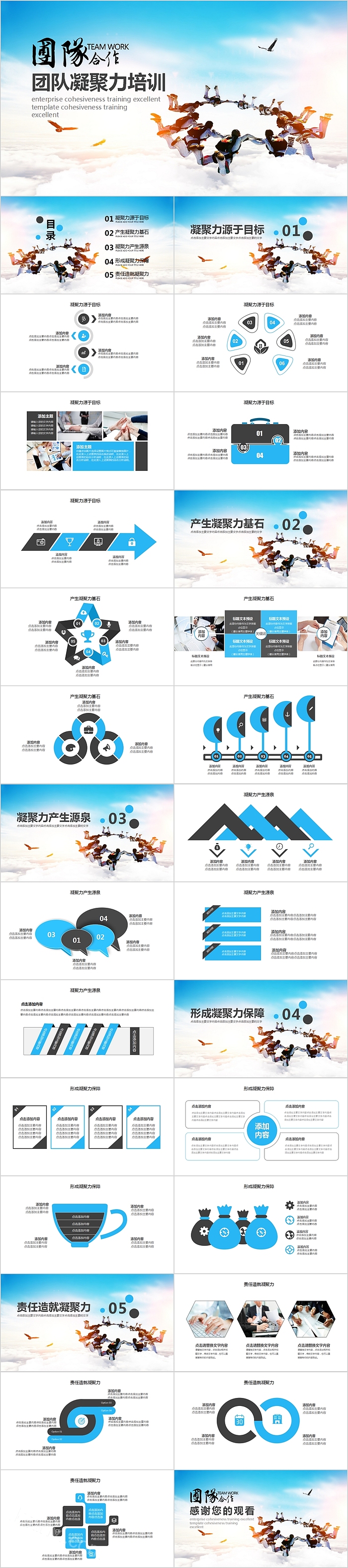 蓝色简约商务团队凝聚力培训PPT