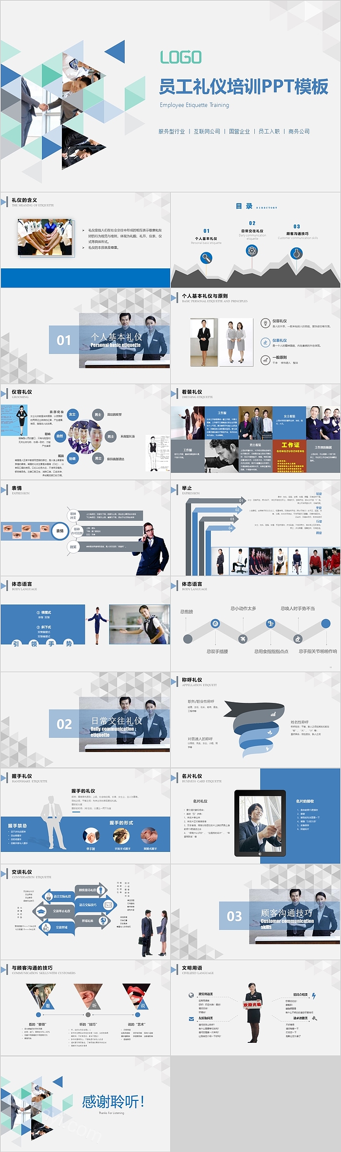 创意商务员工礼仪培训PPT模板