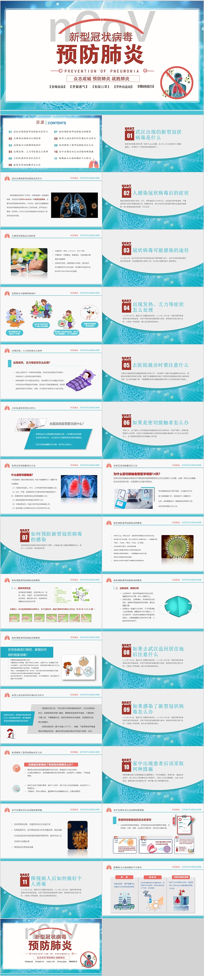 新型冠状病毒预防肺炎PPT
