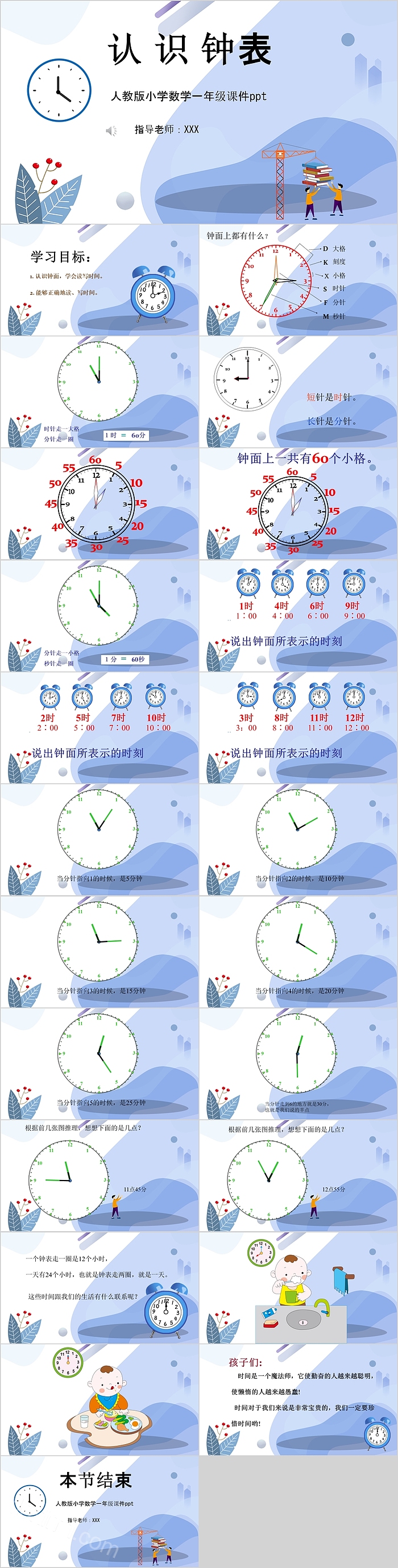 认识钟表人教版小学数学一年级课件说课ppt