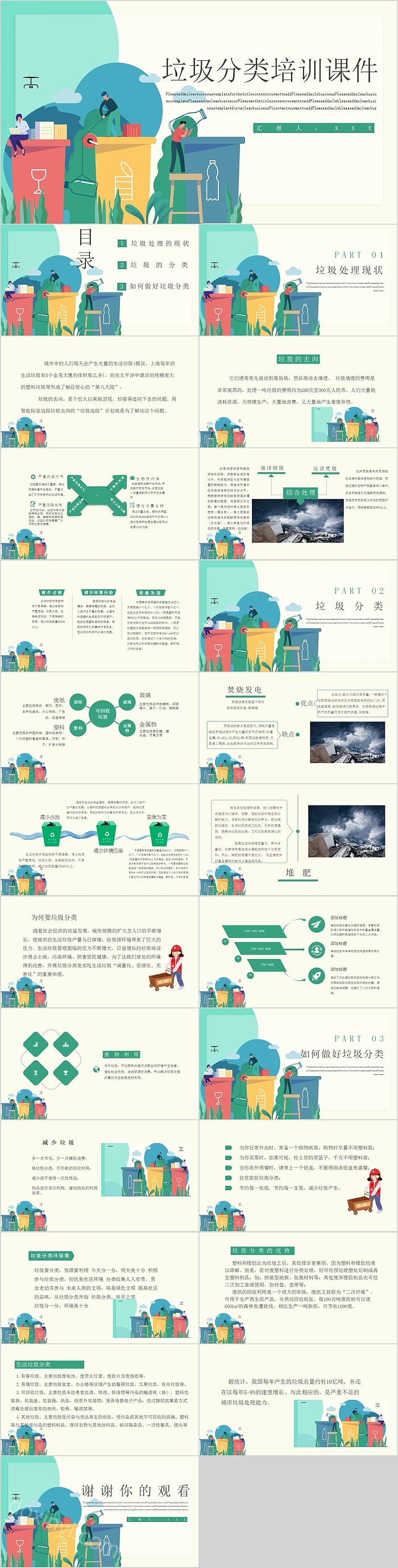 简约清新垃圾分类培训课件PPT模板