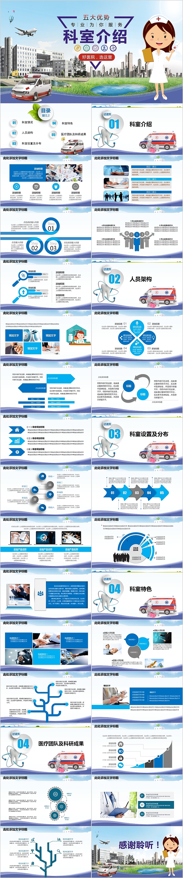 简约清新医疗汇报科室介绍PPT模板