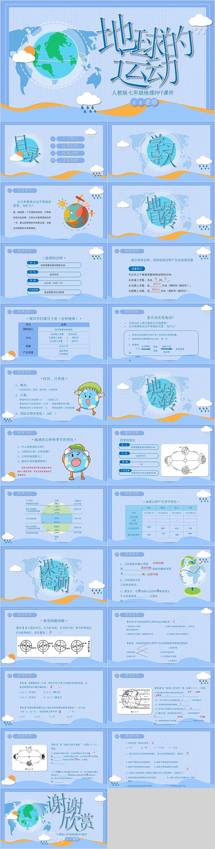 人教版七年级地理地球的运动PPT课件