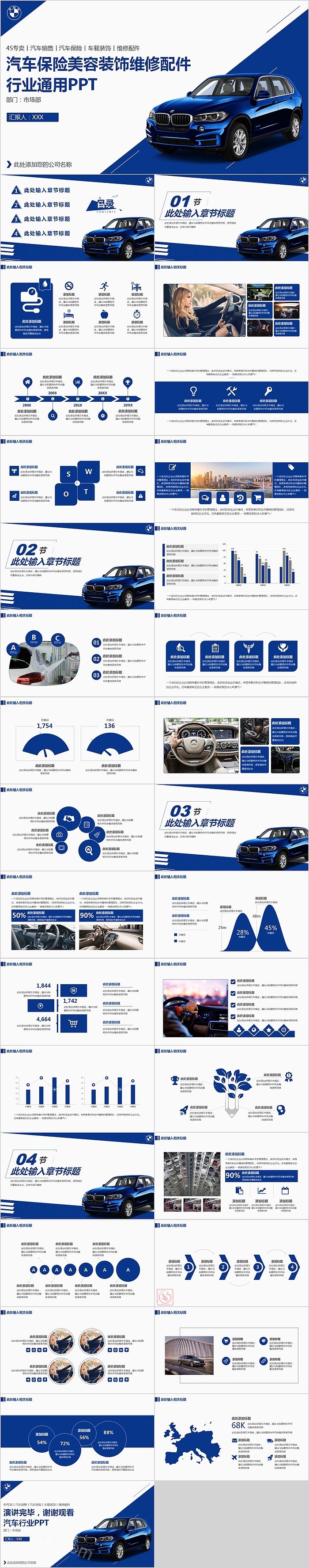 汽车保险美容装饰维修配件行业通用PPT模板