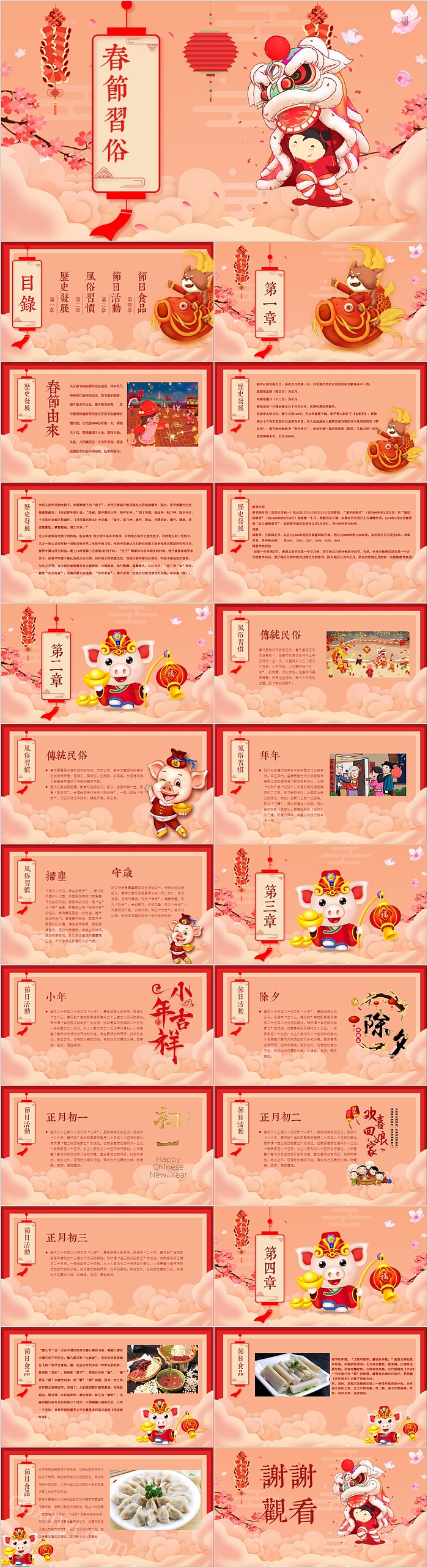 传统节日春节习俗新年快乐PPT模板