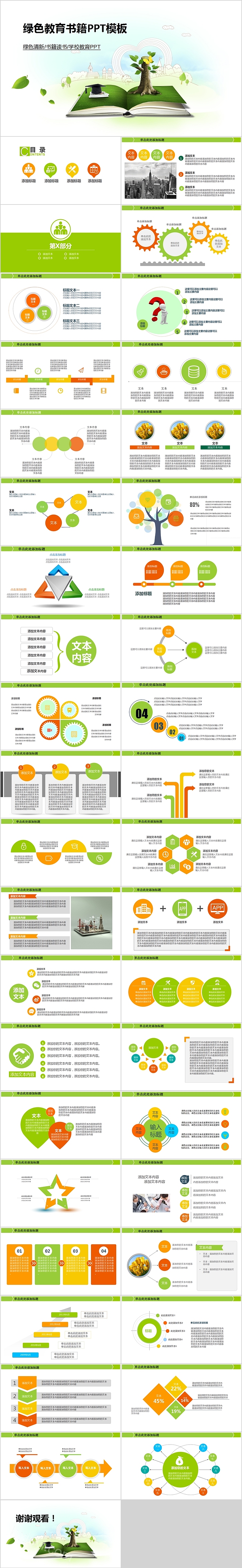 绿色绿色教育书籍PPT模板