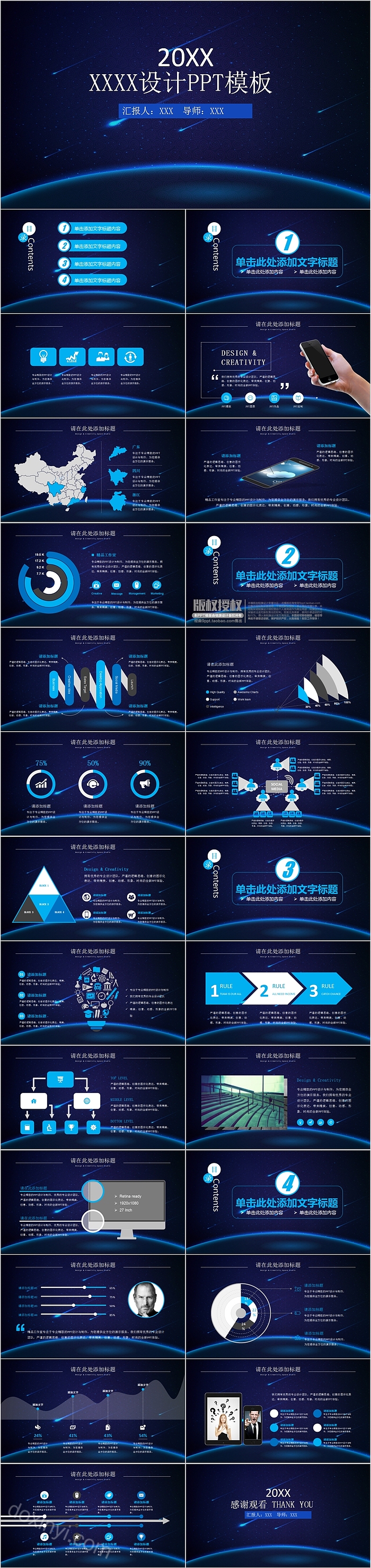 简约清新星空风格PPT模板