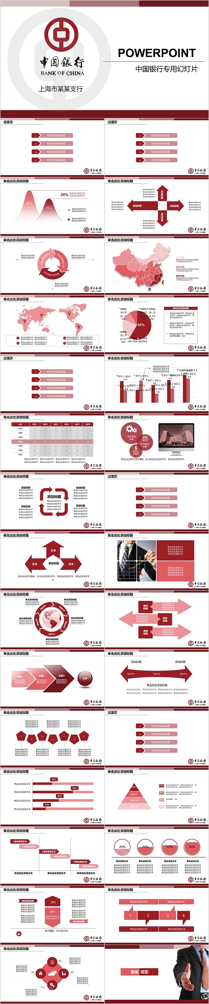 实用大气中国银行专用幻灯片PPT模板