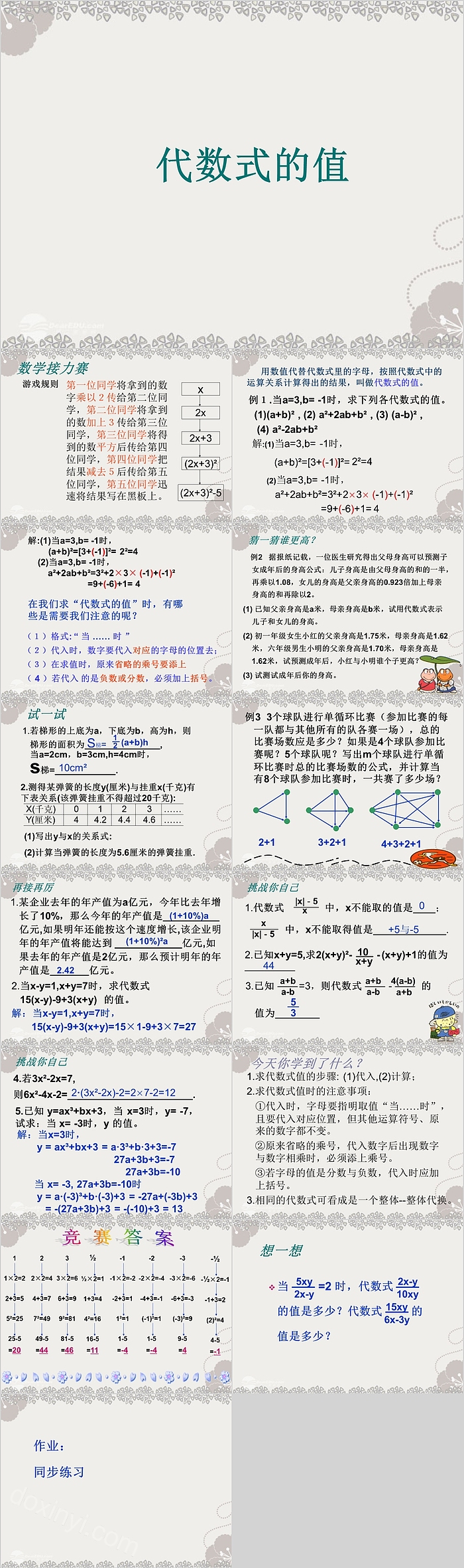 七年级数学代数式的值课件