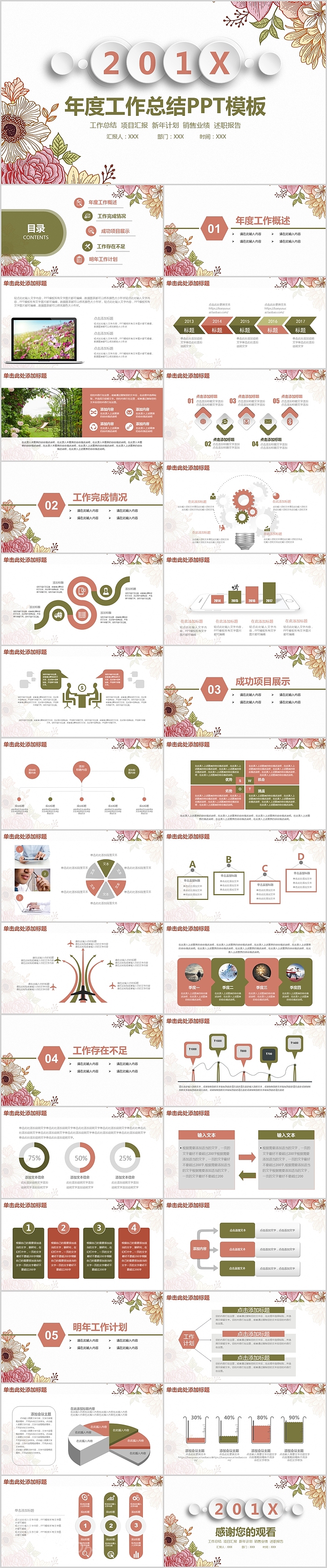 简约清新年度工作总结PPT模板