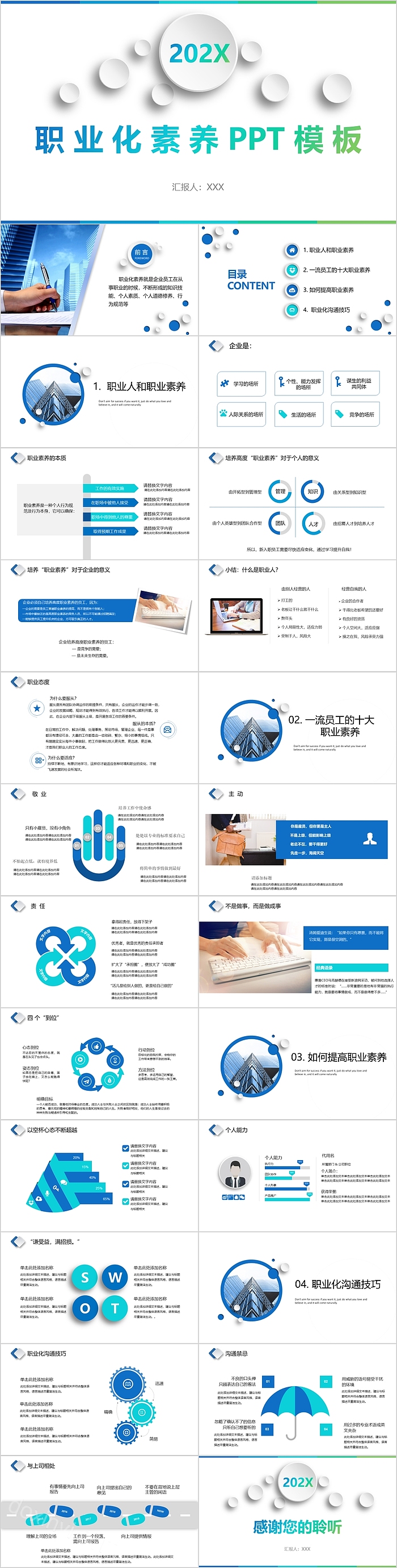 公司企业员工培训职业化素养ppt模板