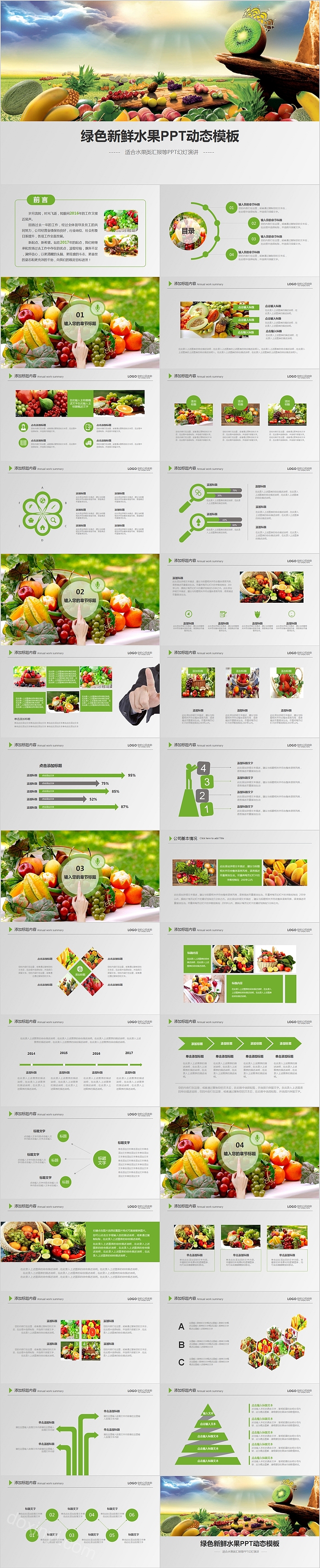 绿色新鲜水果工作汇报动态PPT模板