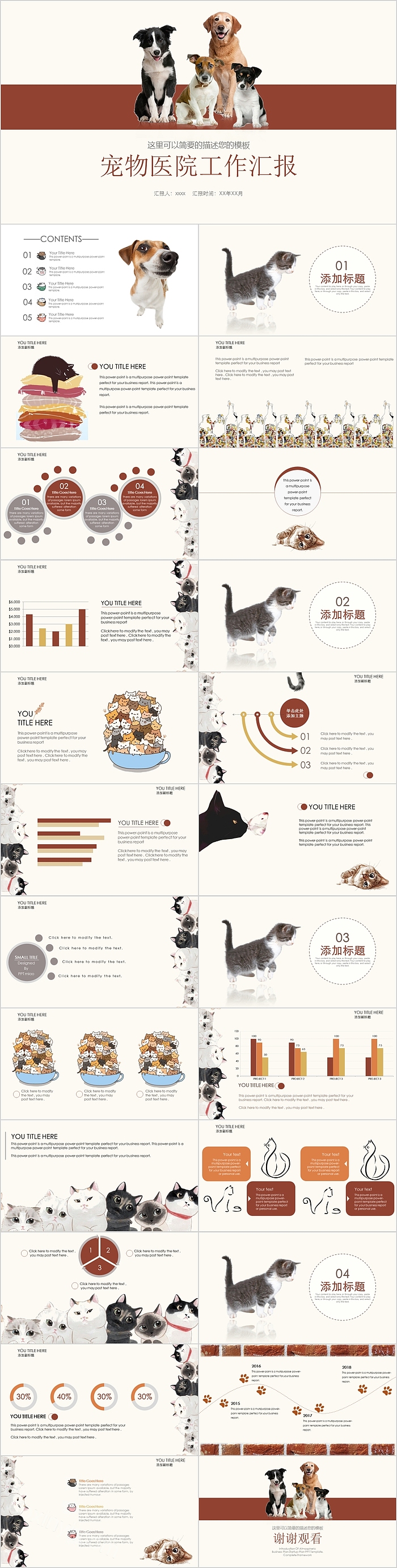 古风古色宠物医院工作汇报PPT模板