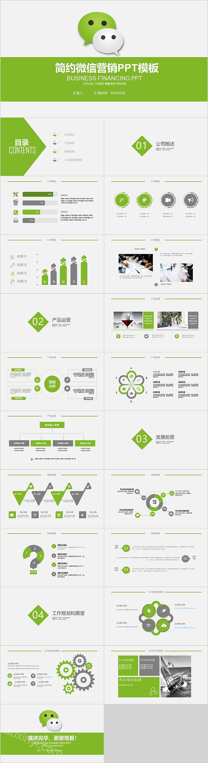 绿色简约微信营销PPT模板