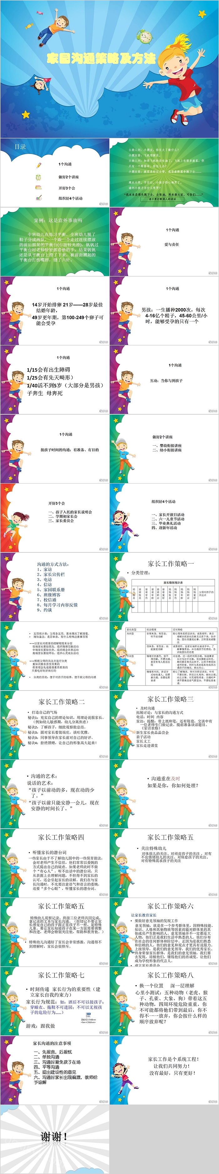 清新可爱卡通家园沟通策略及方法PPT