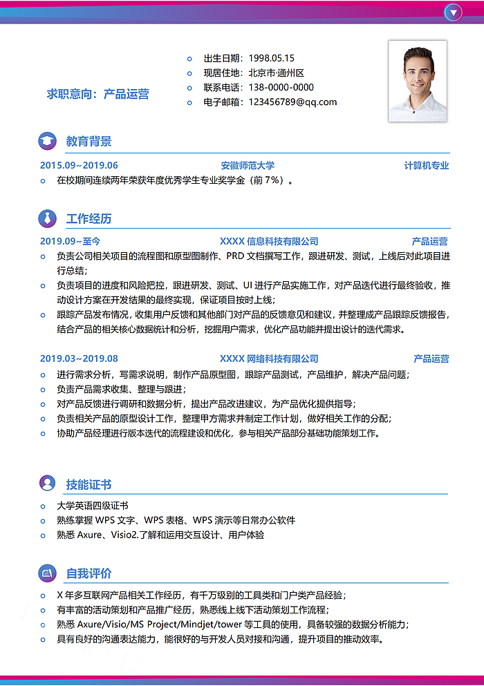 IT互联网资深产品运营简历word模板