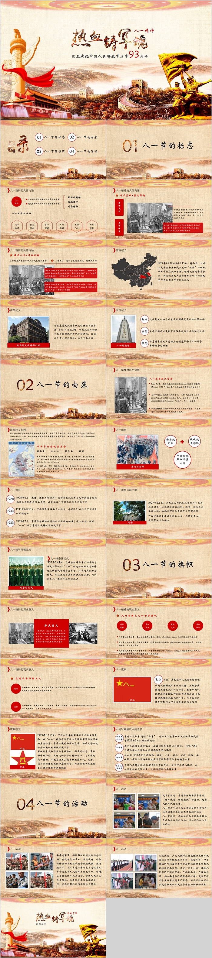 热血铸军魂热烈庆祝中国人民解放军建军93周年PPT模板